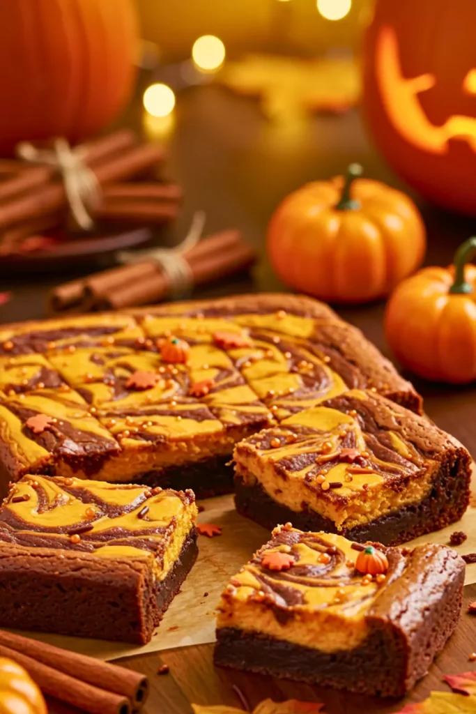 Pumpkin Cheesecake Swirl Brownies