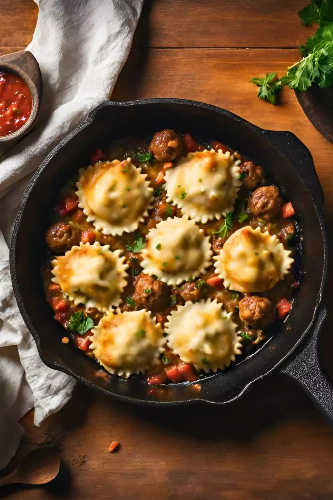 Pierogi and Meatball Skillet