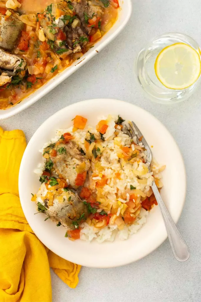 Baked Lemon Herb Tilapia With Rice Pilaf