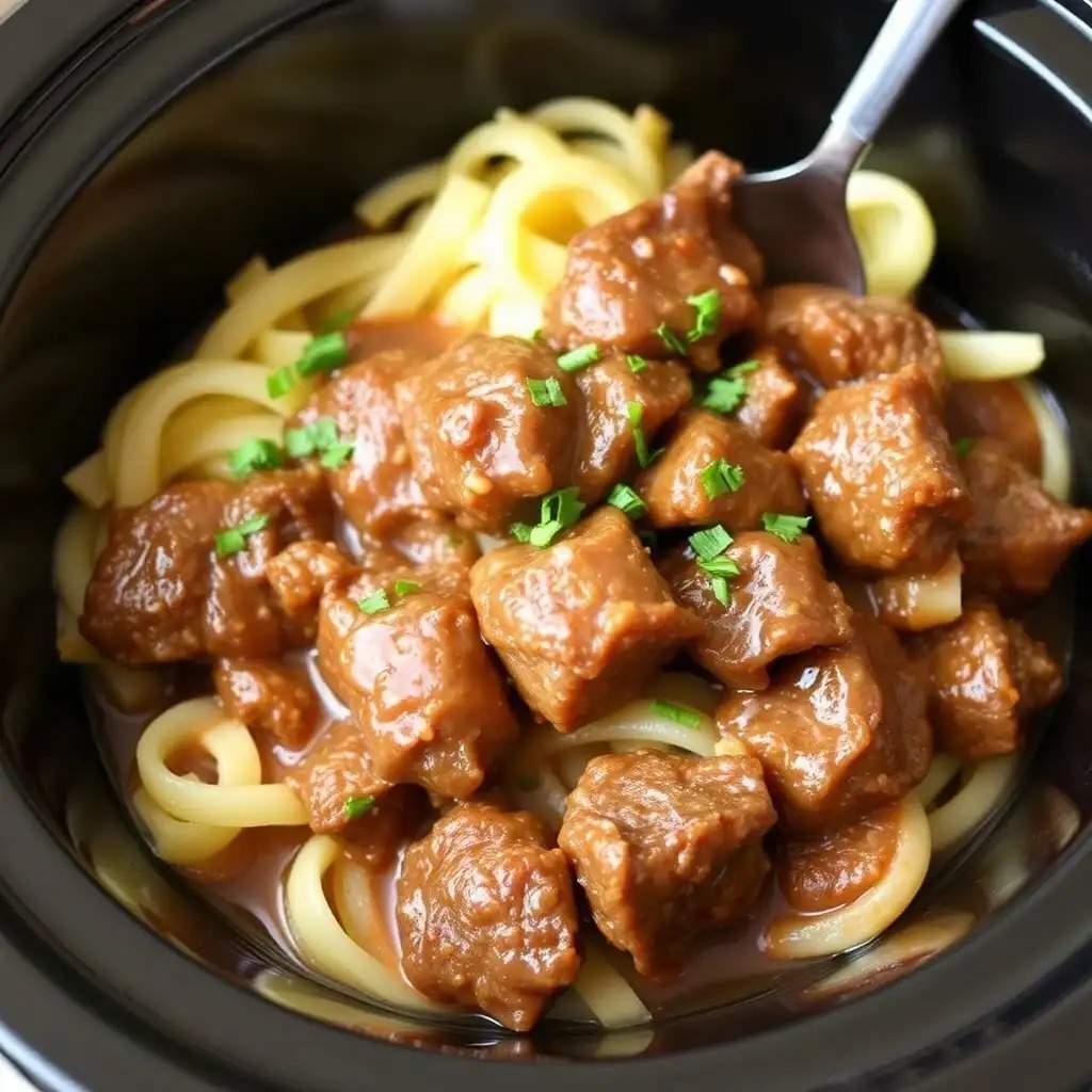 Crockpot Garlic Beef Tips