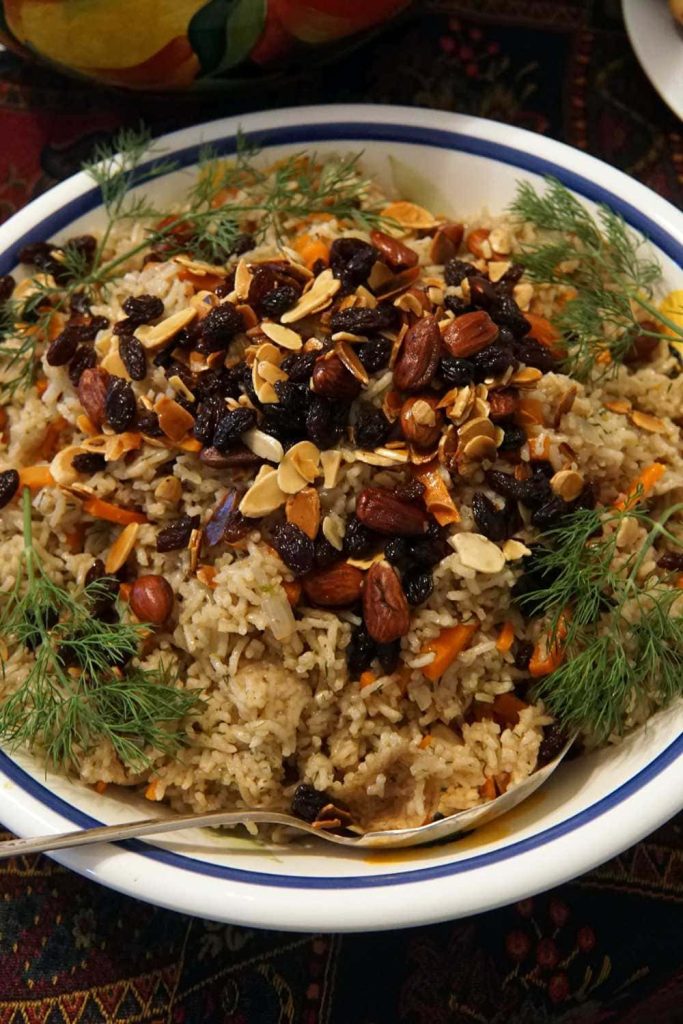 Turmeric Rice with Nuts and Raisins