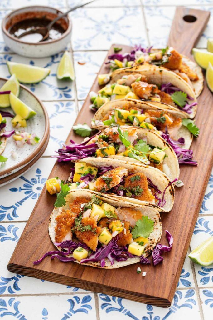 Crispy Fish Tacos with Mango Salsa