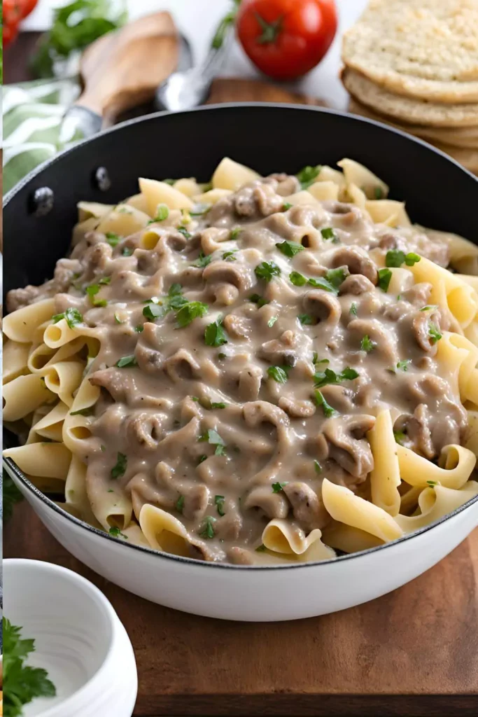 Hamburger Stroganoff Pasta