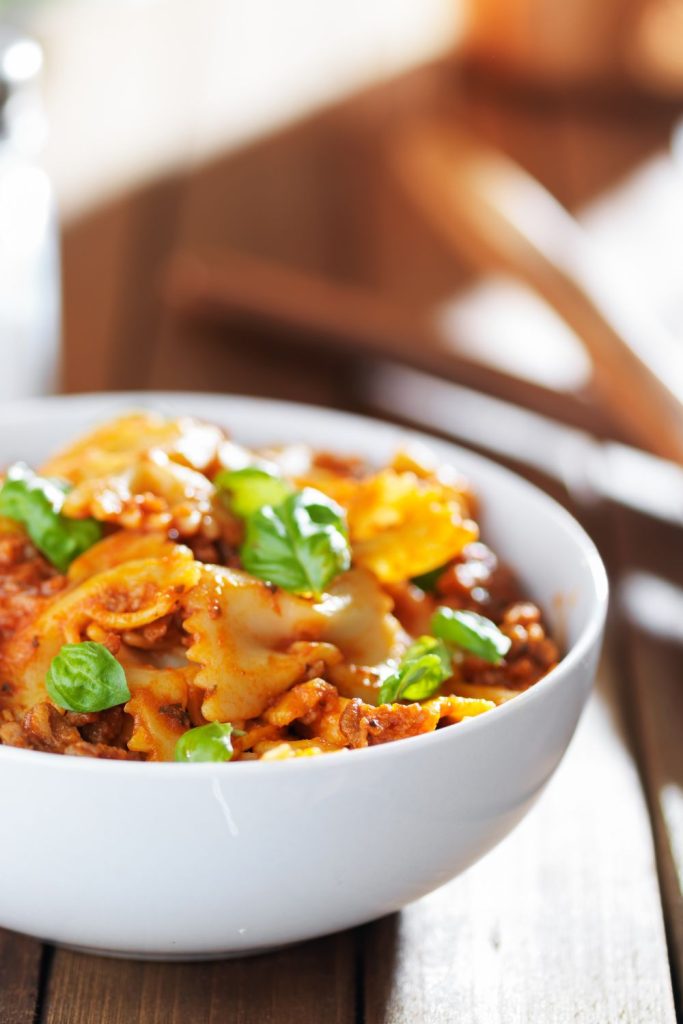 Beef Bowtie Pasta with Marinara Sauce