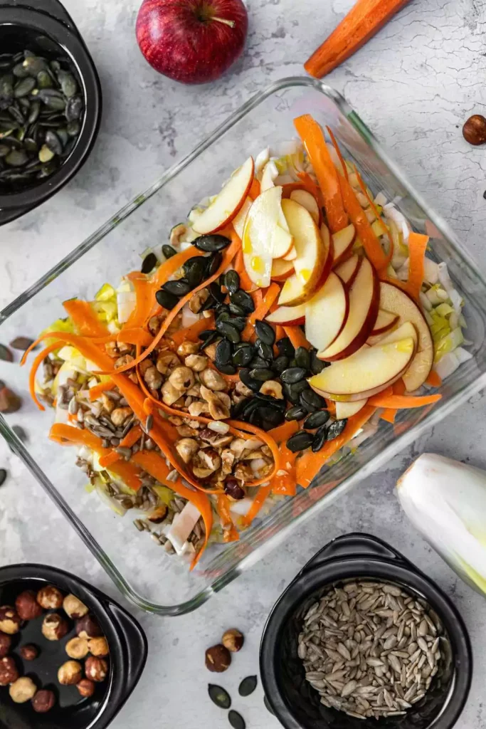 Apple, Carrot & Lettuce Salad with Ginger Dressing