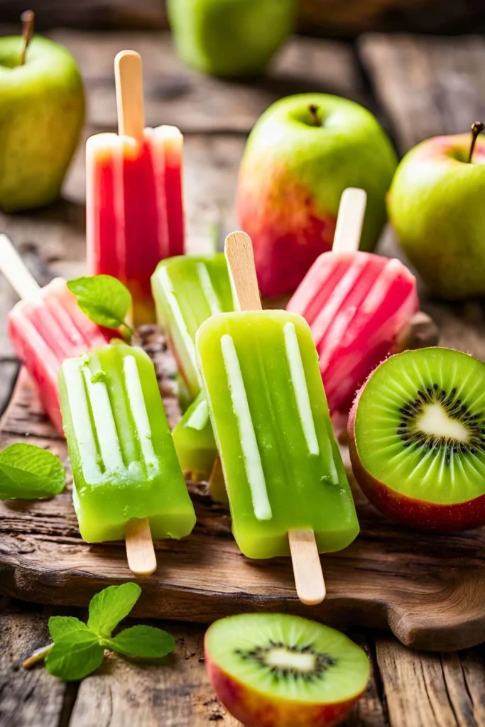 Apple Kiwi Yogurt Popsicles