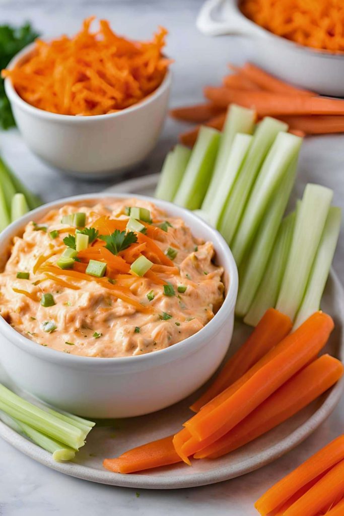 Buffalo Chicken Dip with Hidden Veggies (Carrots & Celery)