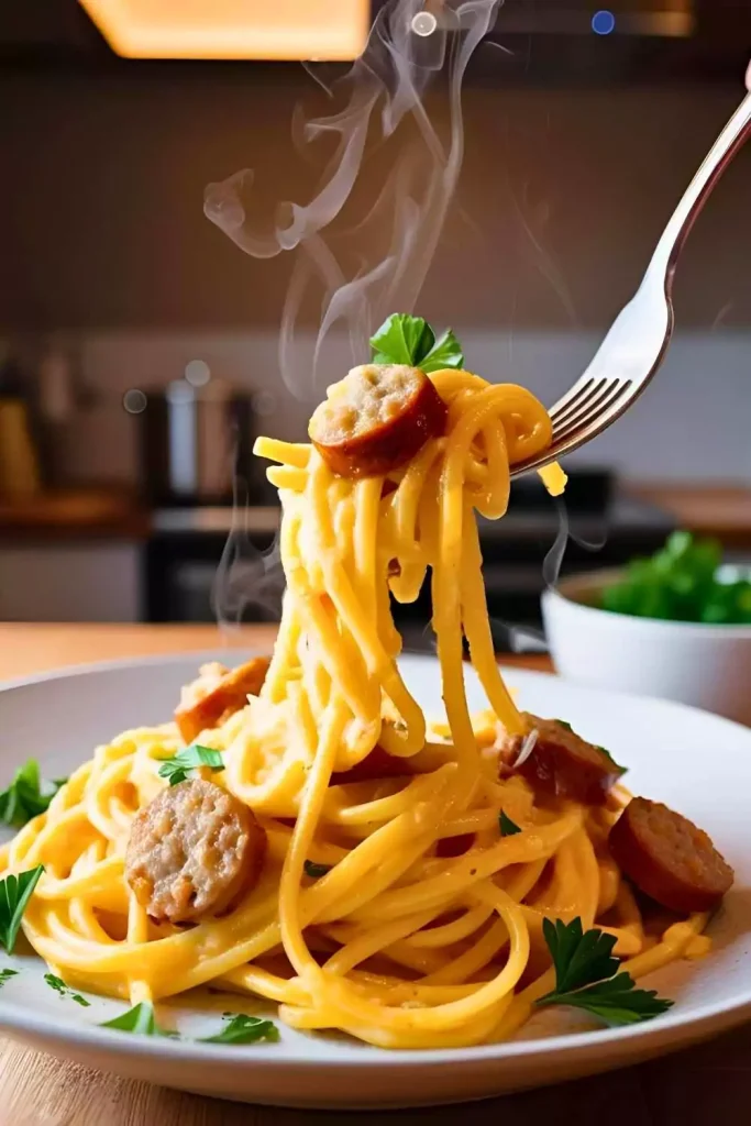 Cheesy Smoked Sausage Pasta