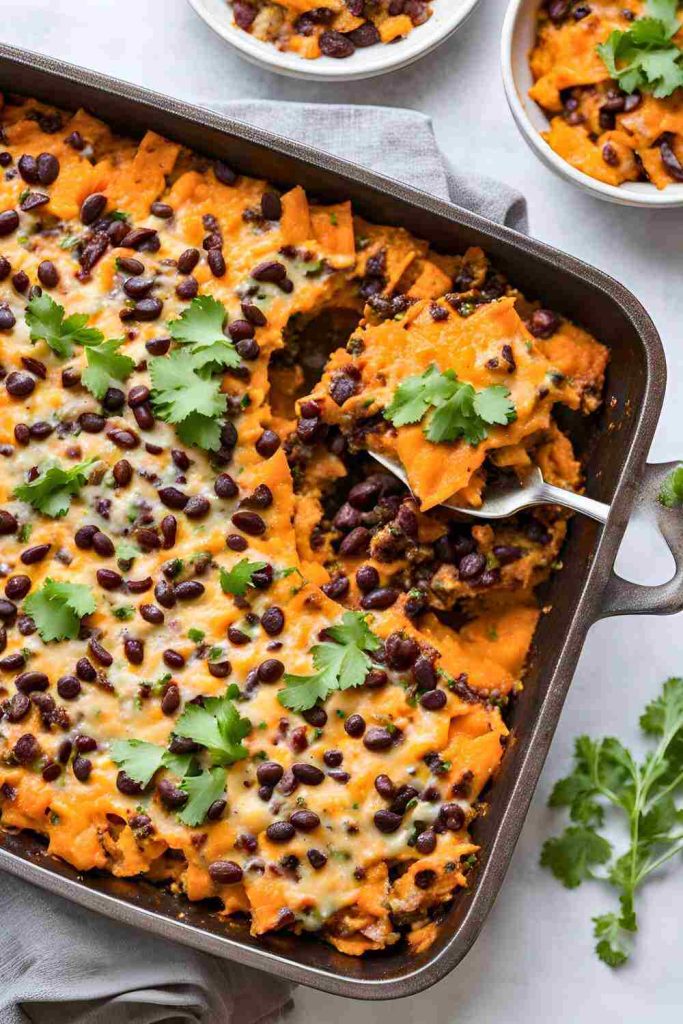 Cheesy Sweet Potato & Black Bean Casserole