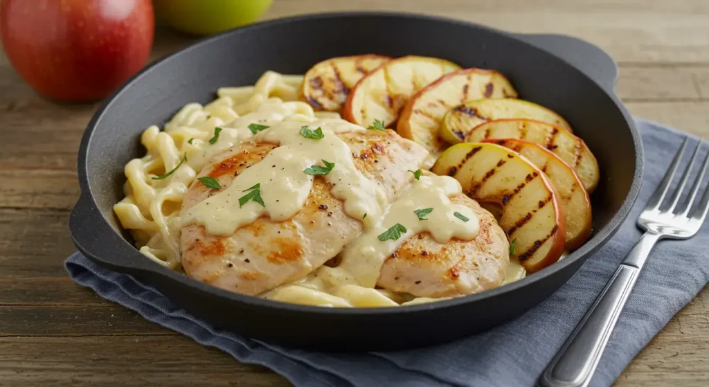 Chicken Alfredo with Grilled Apples