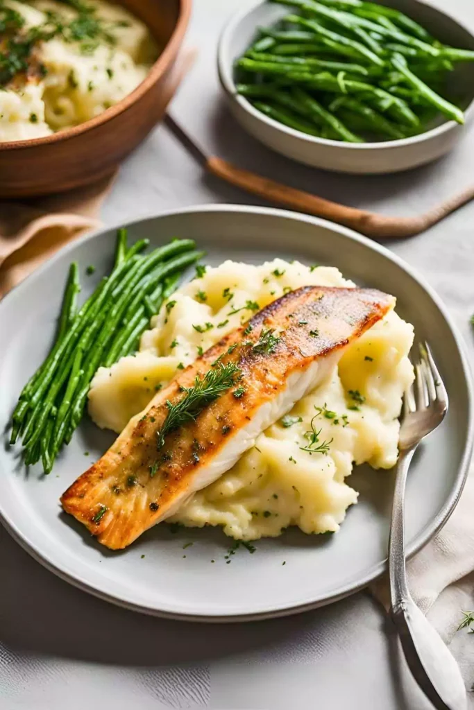 Fish and Mashed Potatoes with Herbs