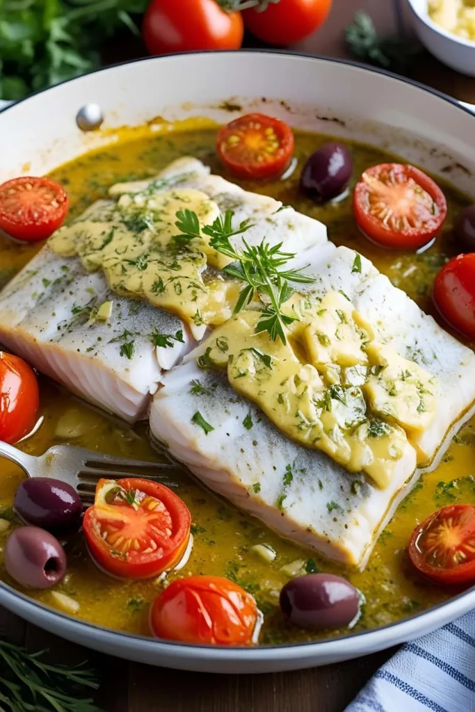 Garlic Butter Mediterranean Baked Fish