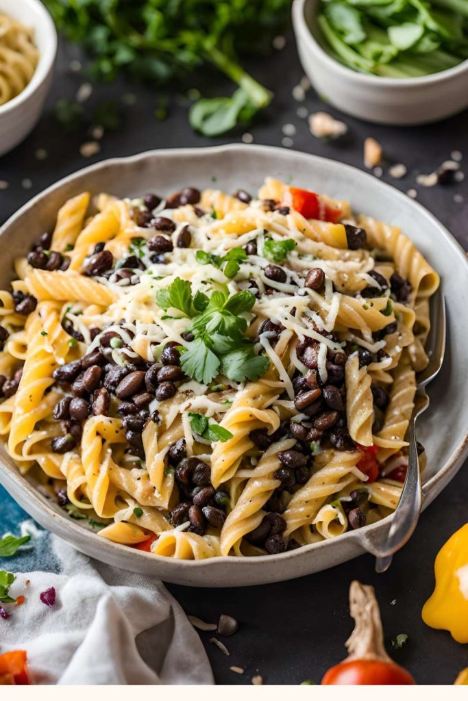 Garlic Parmesan Black Bean Pasta