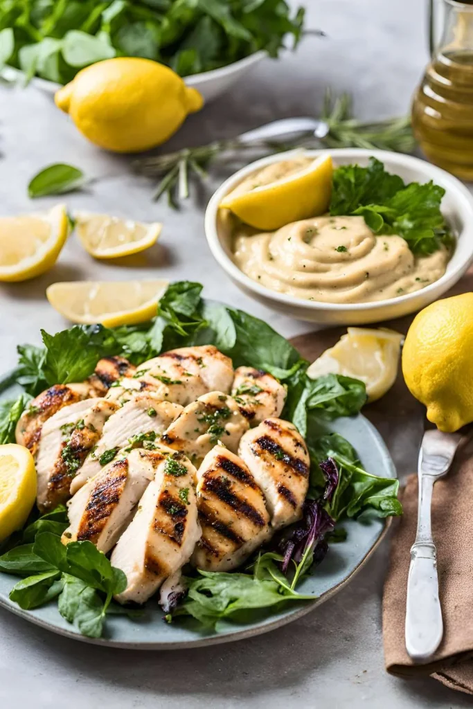 Lemon Herb Grilled Chicken with Hummus