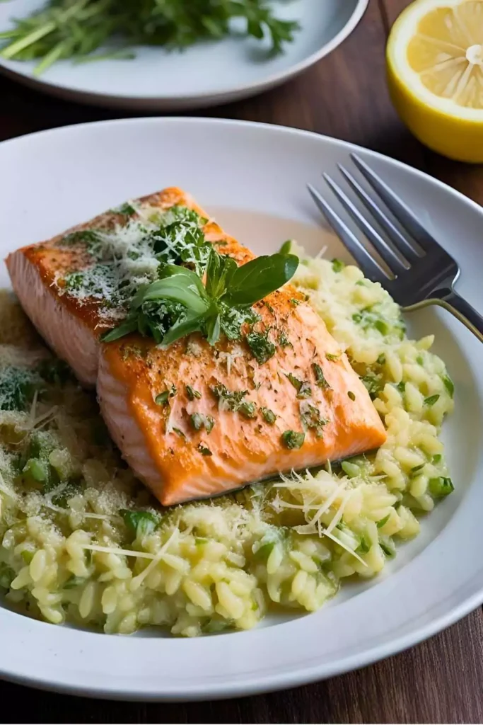 Lemon Herb Salmon with Parmesan Risotto