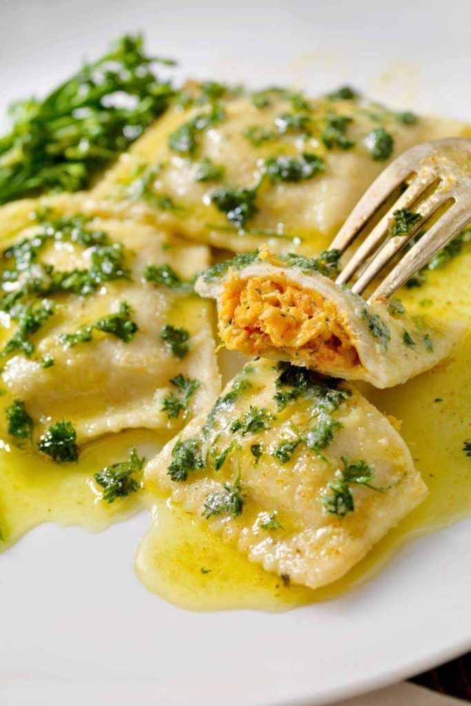 Lobster Ravioli with Brown Butter Sauce