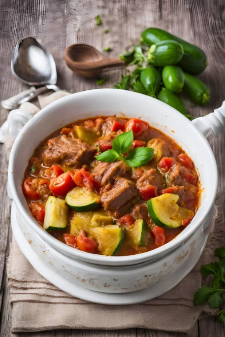 Meat Stew with Zucchini and Tomatoes