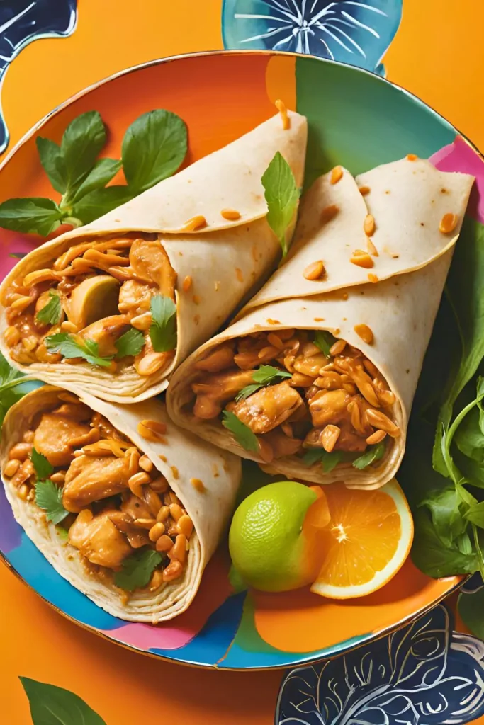 Peanut Butter Chicken Wraps