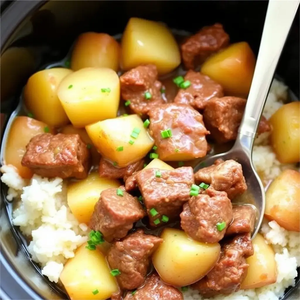 Slow Cooker Garlic Butter Beef & Potatoes