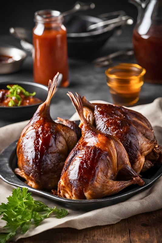 Smoked Quail with BBQ Sauce