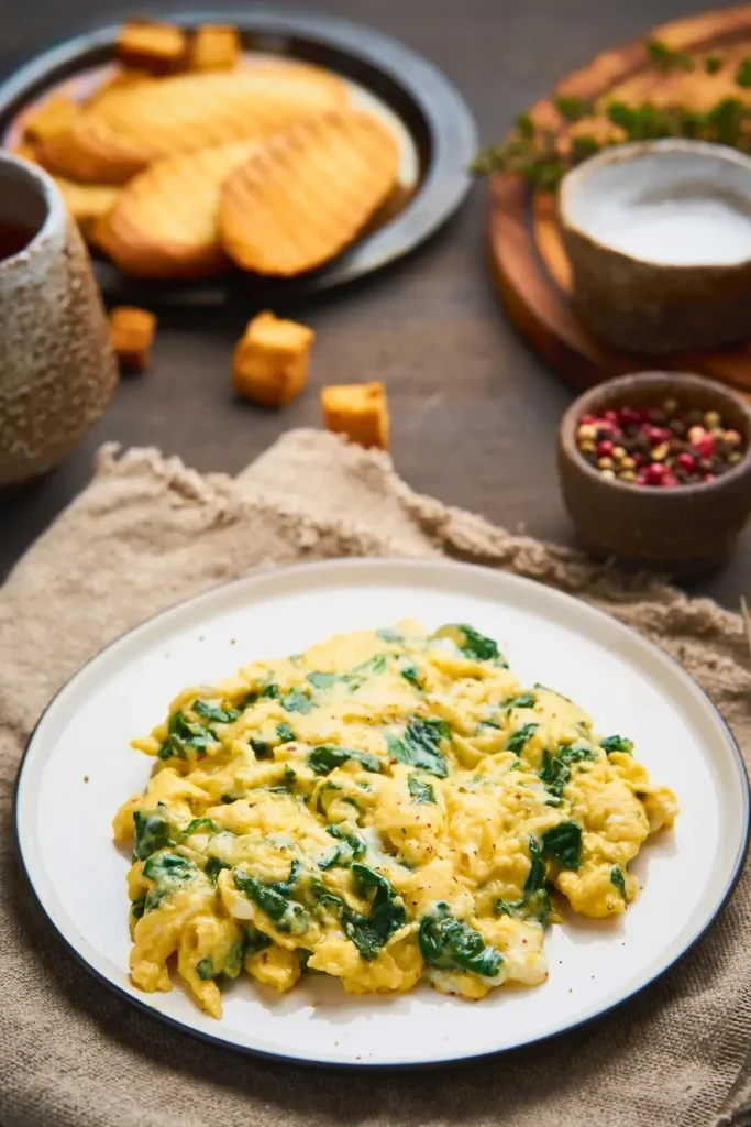  Soft Scrambled Eggs with Spinach