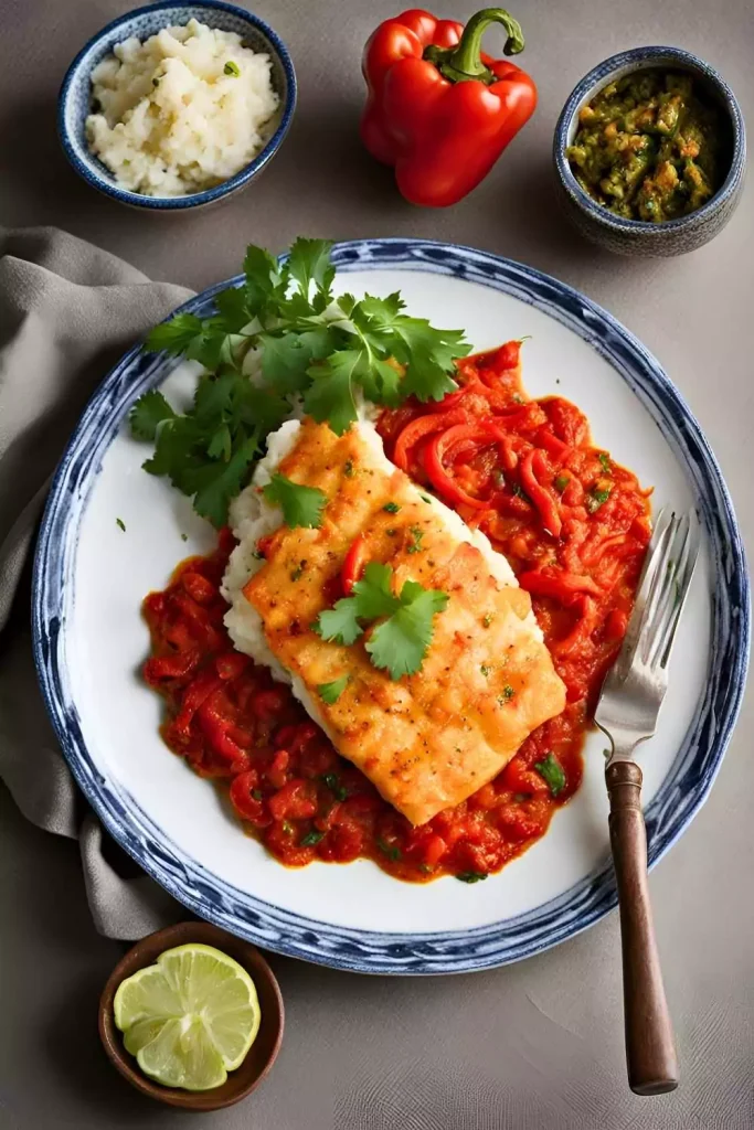 Spicy Mashed Fish with Roasted Peppers