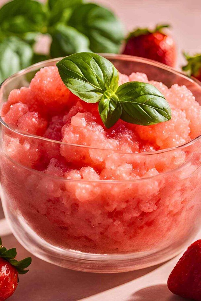 Strawberry & Basil Granita