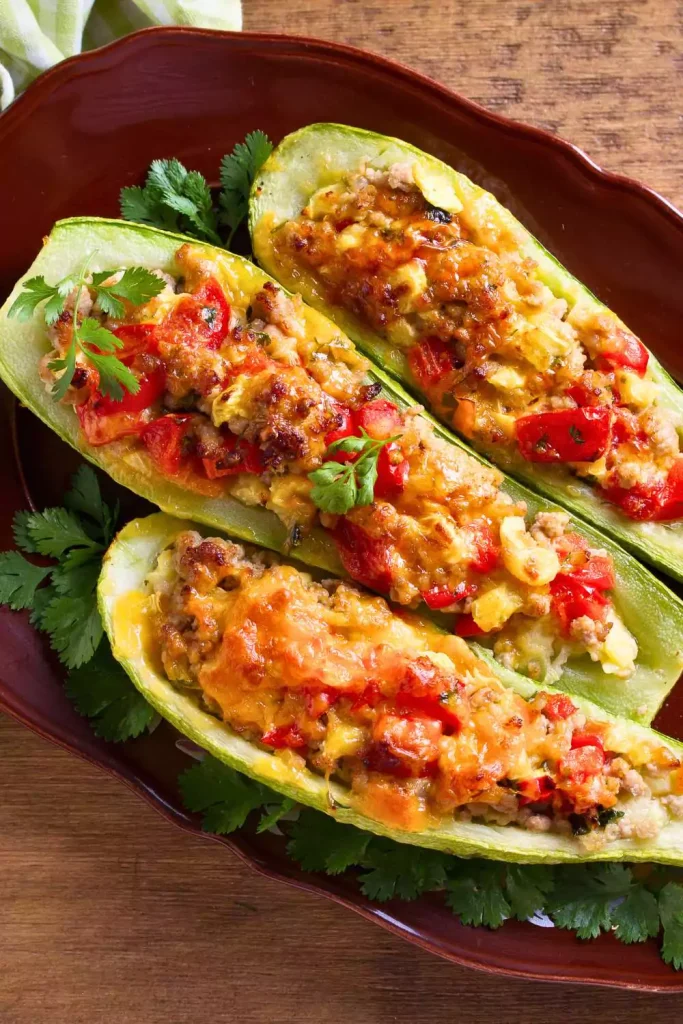 Stuffed Zucchini Boats with Chicken