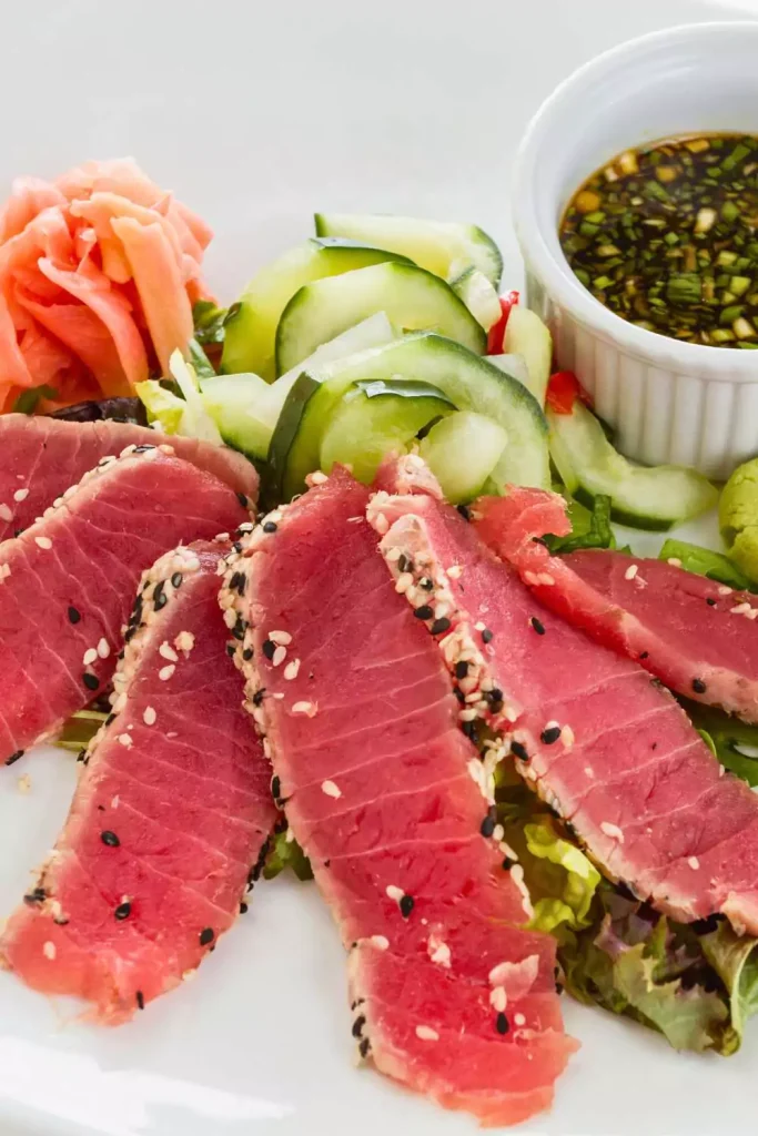 Teriyaki Zoodles with Sesame-Crusted Tuna