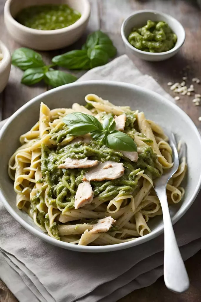 Whole-Wheat Pasta with Pesto and Chicken