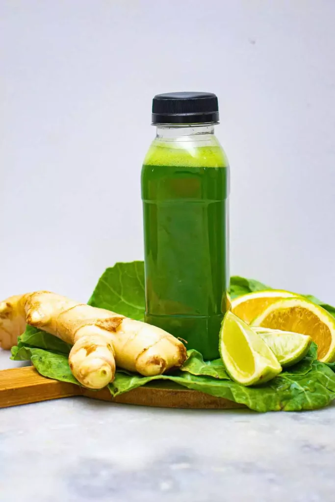 Broccoli and Apple Juice (with a piece of ginger)