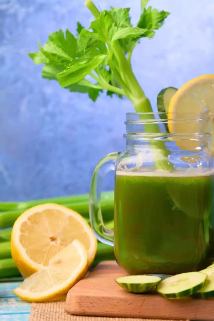 Celery and Parsley Juice (with a lemon wedge)