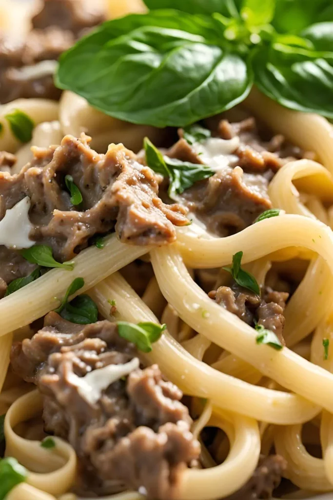 Garlic Parmesan Beef Pasta