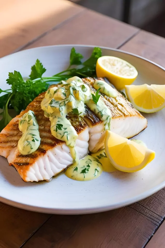 Grilled Grouper with Lemon Herb Sauce