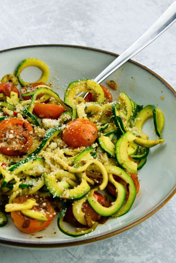 Zucchini Pasta Recipe with Garlic and Parmesan