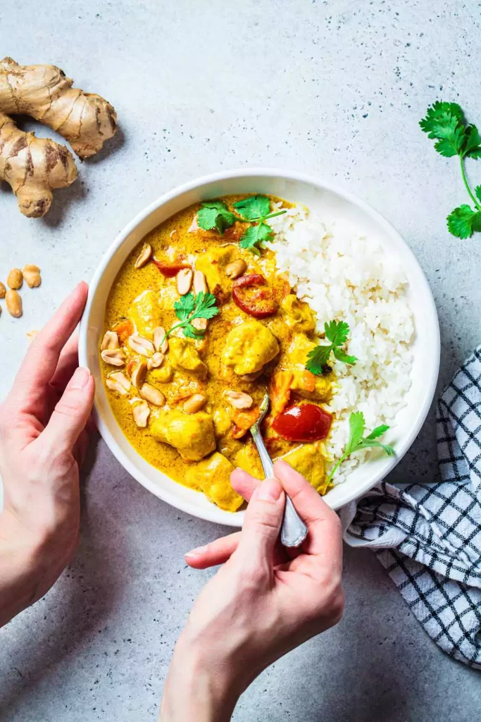 Thai Peanut Chicken Rice Bowl