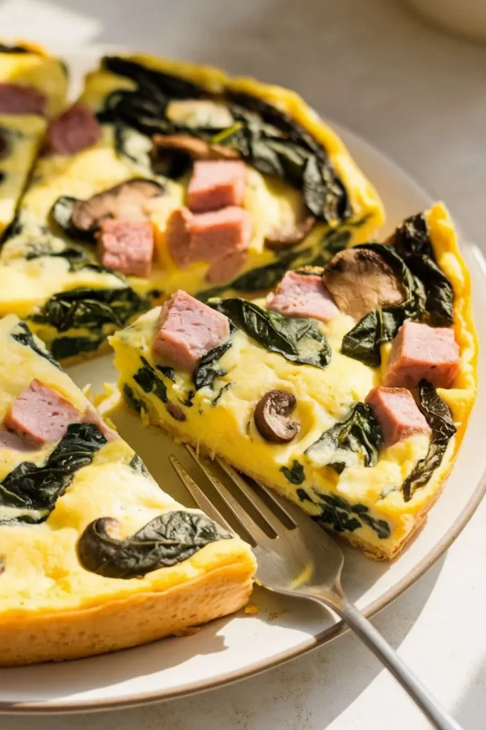 Ham-Mushroom-&-Spinach-Frittata