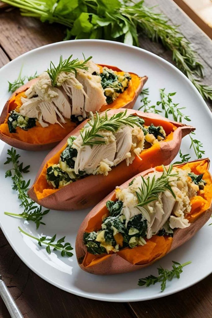 4. Turkey & Spinach Stuffed Sweet Potatoes - Pinned Recipe