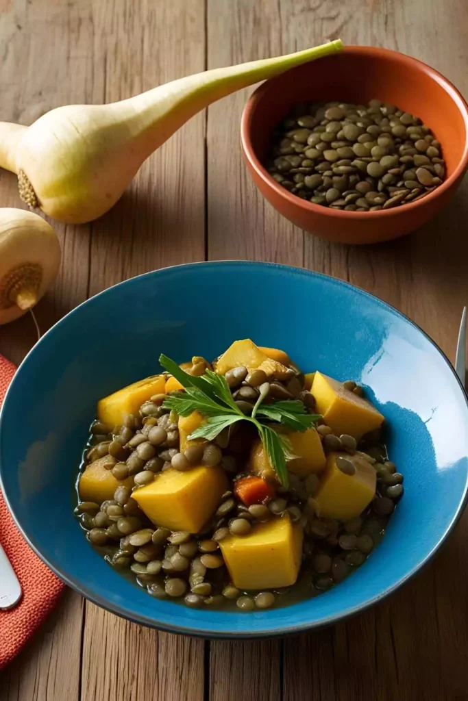 Parsnips and Kumara with Lentils