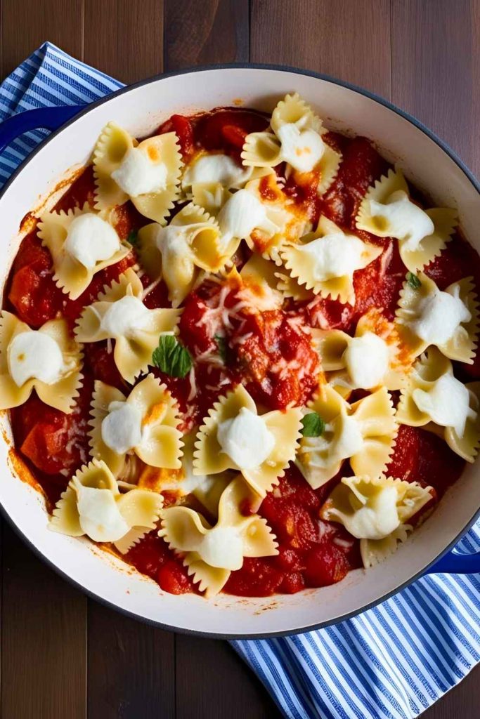 6. Baked Farfalle with Mozzarella & Marinara - Pinned Recipe