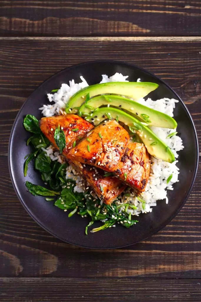  Honey Garlic Salmon Rice Bowl