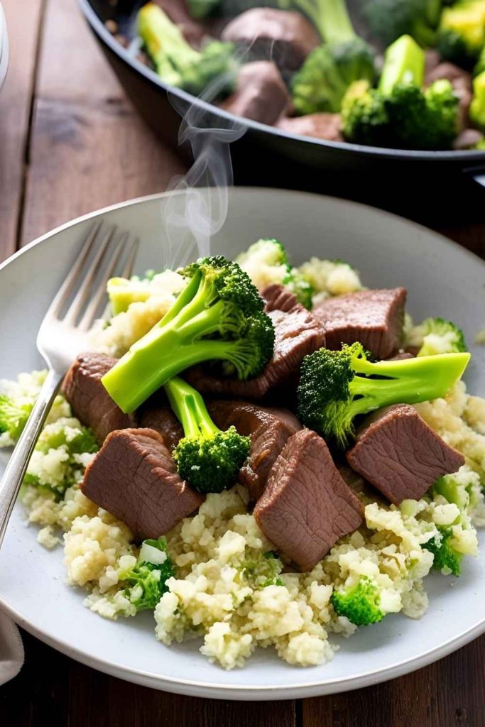 8. Beef & Broccoli Cauliflower Rice Skillet - Pinned Recipe