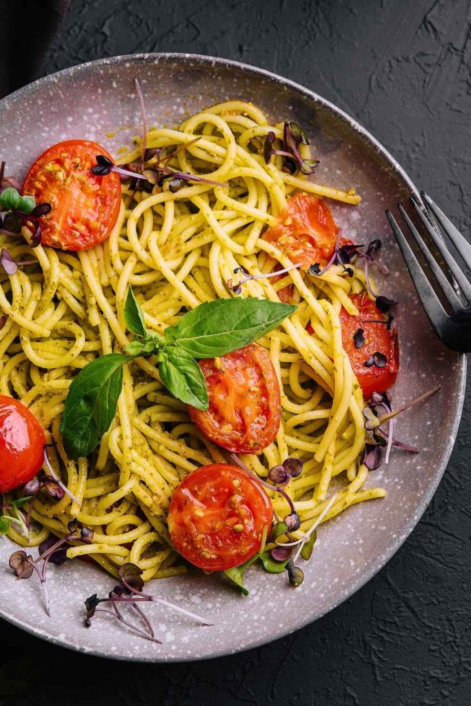 8. Pesto & Burst Cherry Tomato Farfalle - Pinned Recipe