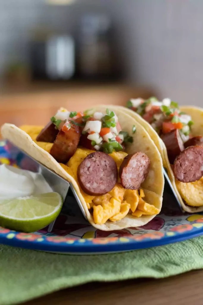 Breakfast Tacos with Polish Sausage