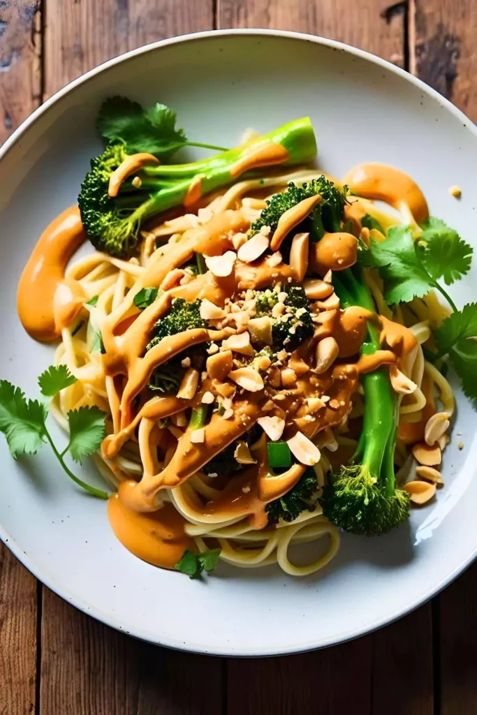 Broccoli Stem Noodles with Peanut Sauce