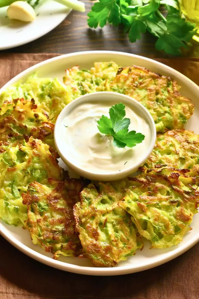 Buffalo Chicken Zucchini Fritters