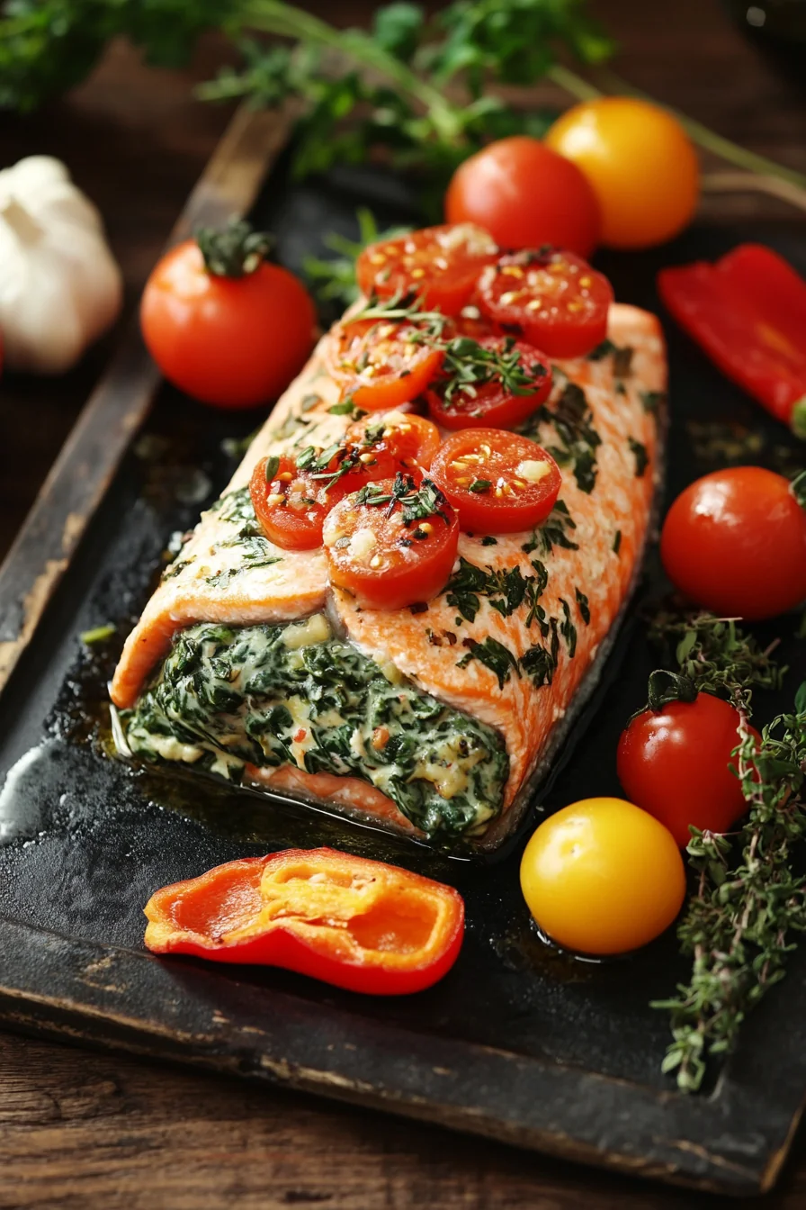 Creamy Spinach Stuffed Salmon