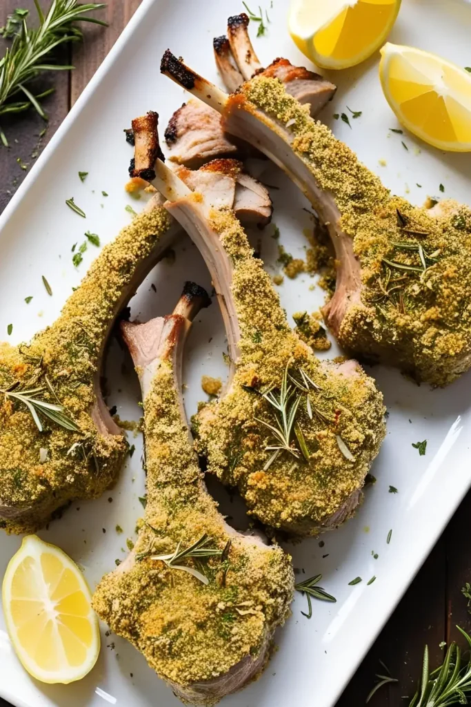 Herb-Crusted Mutton Chops with Mustard Sauce