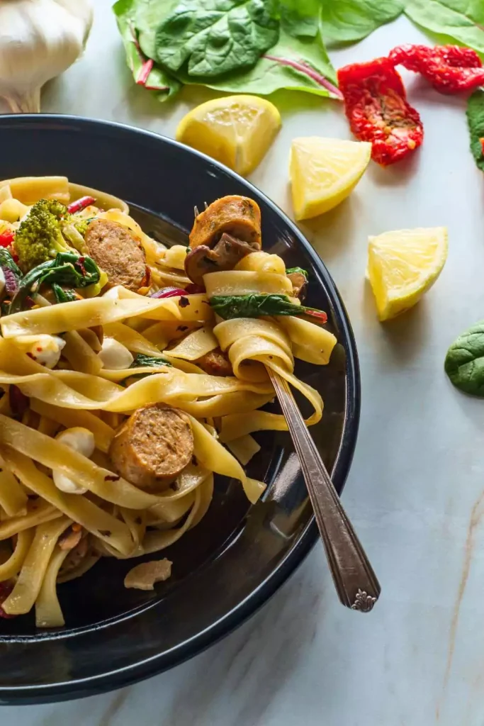 Kielbasa and Spinach Pasta