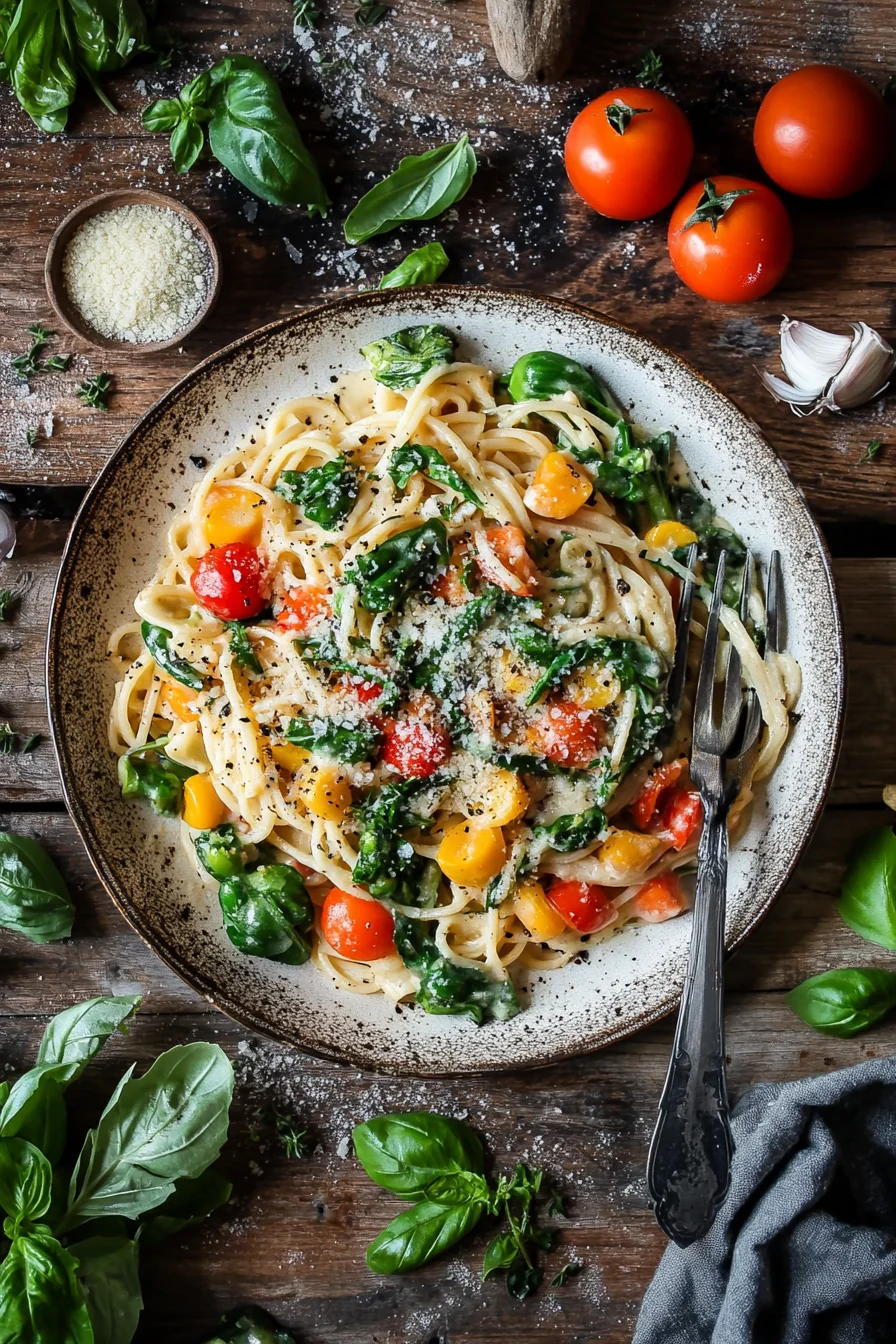 Pasta Primavera With Parmesan Cream